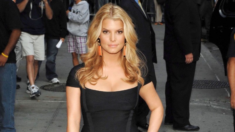 Jessica Simpson wears a black dress on the streets of New York