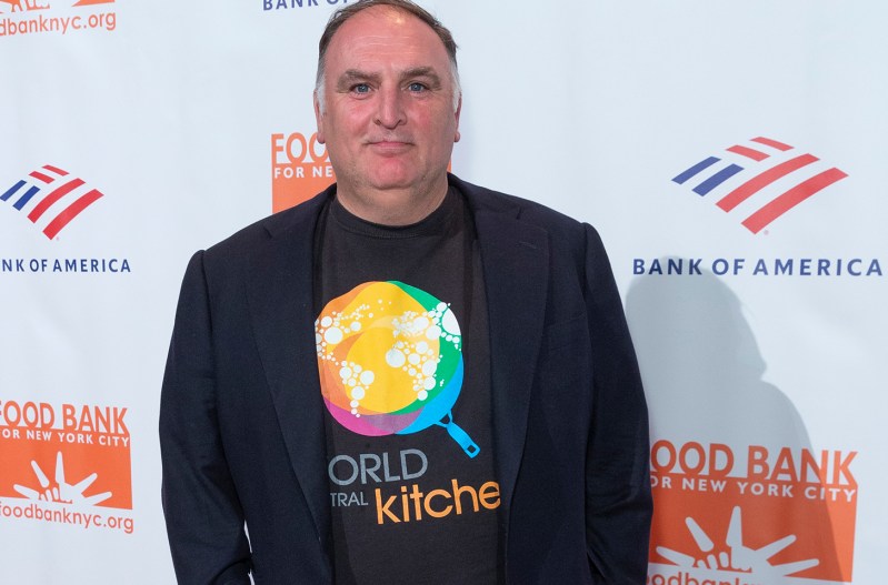 Jose Andres wearing a World Food Kitchen