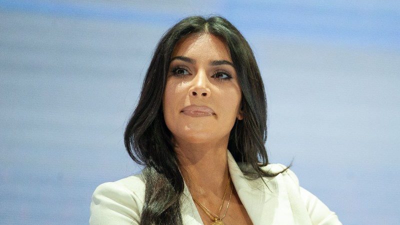 Kim Kardashian wears a white suit jacket while visiting Armenia