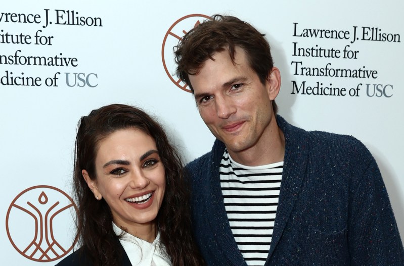 Mila Kunis on the right, Ashton Kutcher on the left