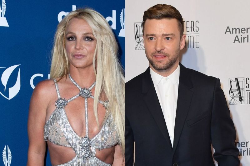 side by side photos of Britney Spears and Justin Timberlake