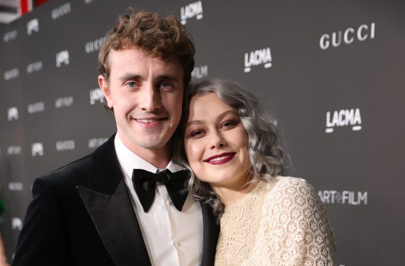 Paul Mescal and Phoebe Bridgers posing on the red carpet of the LACMA Art + Film Gala in November 2021