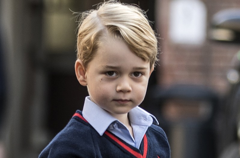 Close up of a young Prince George in a school uniform