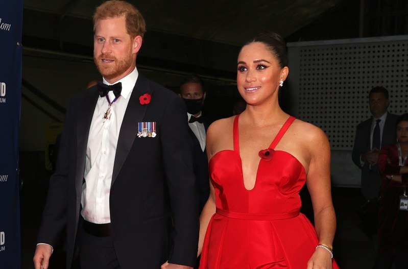 Prince Harry and Meghan Markle walking into the Salute To Freedom Gala at Intrepid Sea-Air-Space Museum