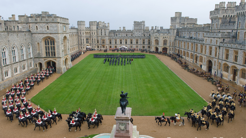 A photo of a foreign dignitary arriving at Windsor Castle