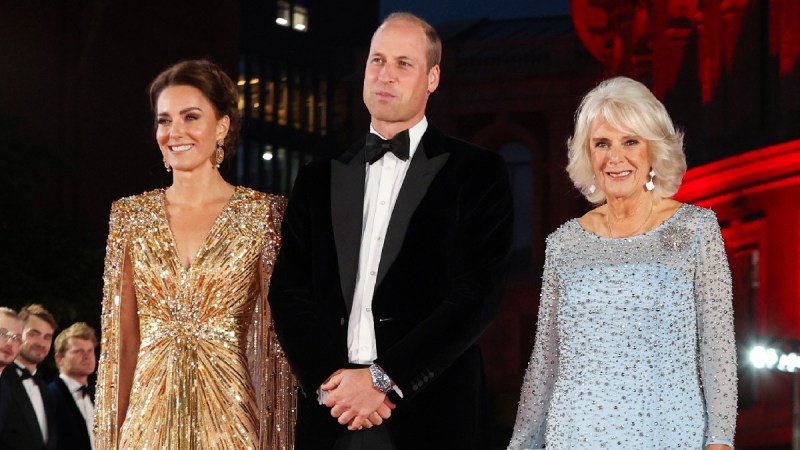 Kate Middleton, Prince William, and Camilla Parker Bowles attend the latest Bond premiere
