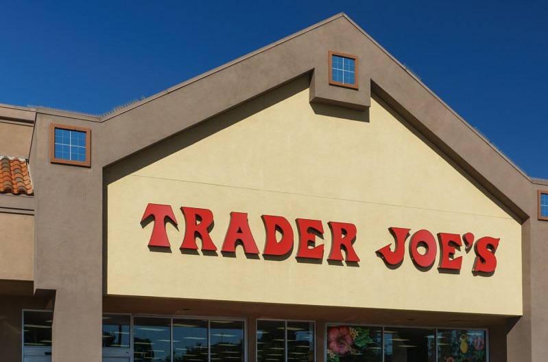 the sign at the front of a Trader Joes