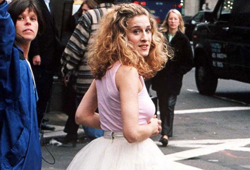 Sarah Jessica Parker as Carrie Bradshaw in the opening credits of Sex and the City.