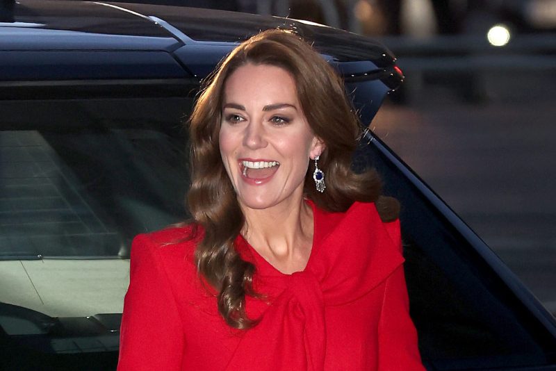 Kate Middleton with glowing skin and a big smile.