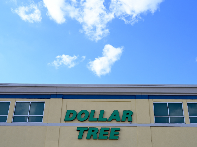 Dollar tree store against a blue sky
