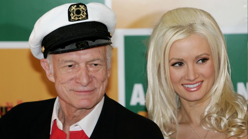 Hugh Hefner and Holly Madison walk the red carpet together