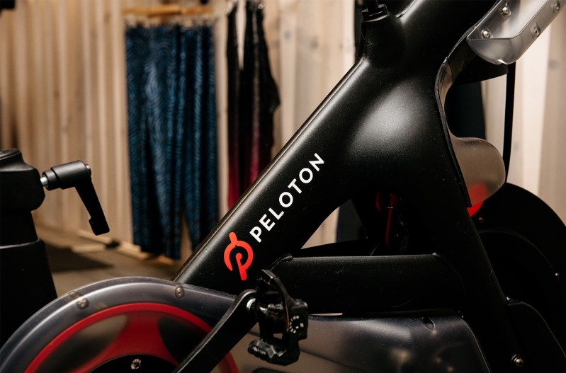 Close up of a Peloton bike