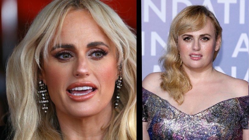 Two photos of Rebel Wilson, with the latest photo on the left
