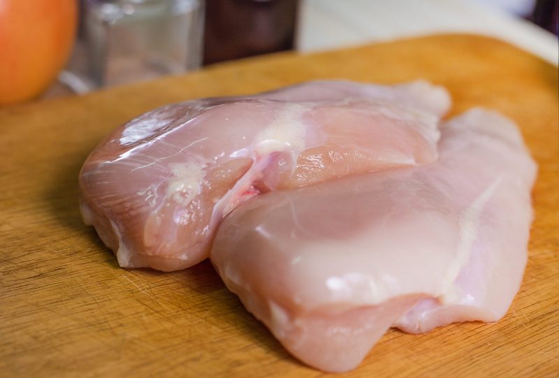 Raw chicken breasts.