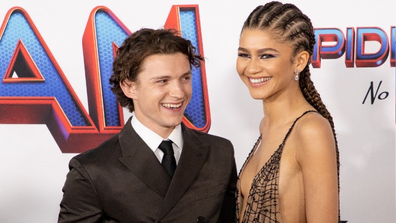 Tom Holland and Zendaya pose together on the red carpet