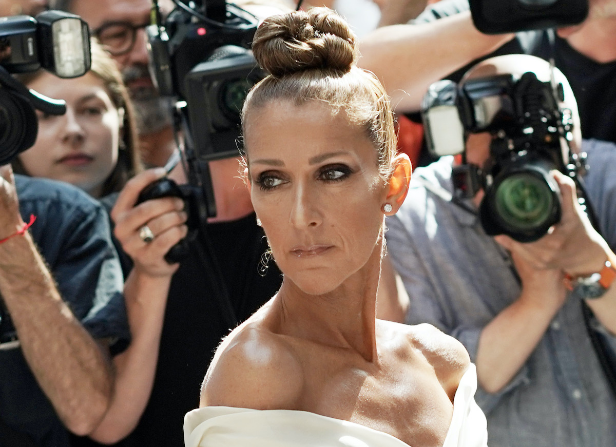Celine Dion in a white dress