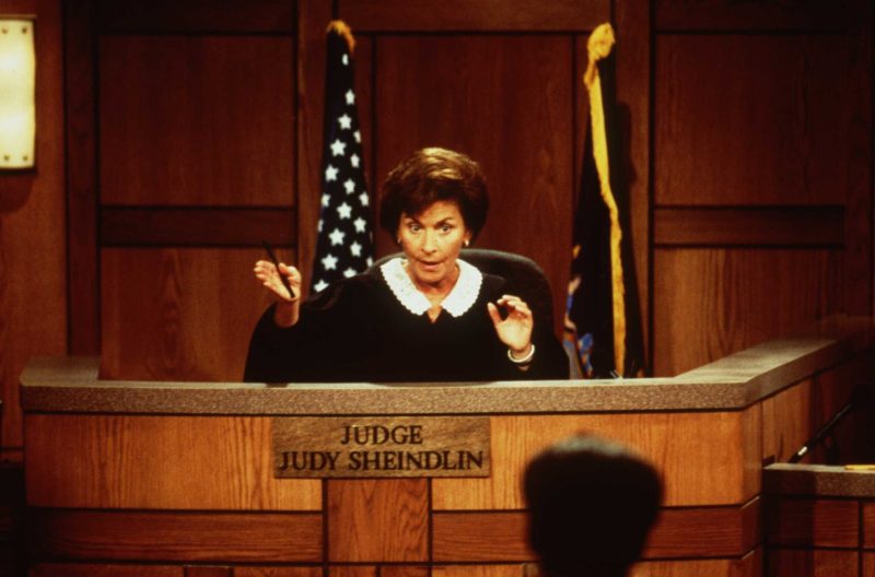 Judge Judy Sheindlin hearing a case on her show "Judge Judy"