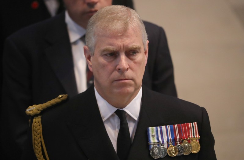 Prince Andrew looking dour