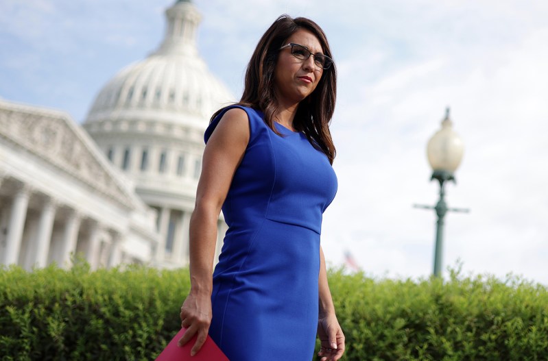 Lauren Boebert stands in front of the US Capitol