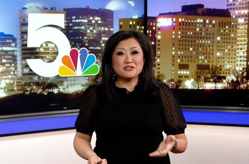 Screenshot of Michelle Li reporting on the story for KSDK