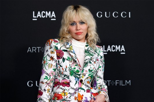 Miley Cyrus is a floral jacket