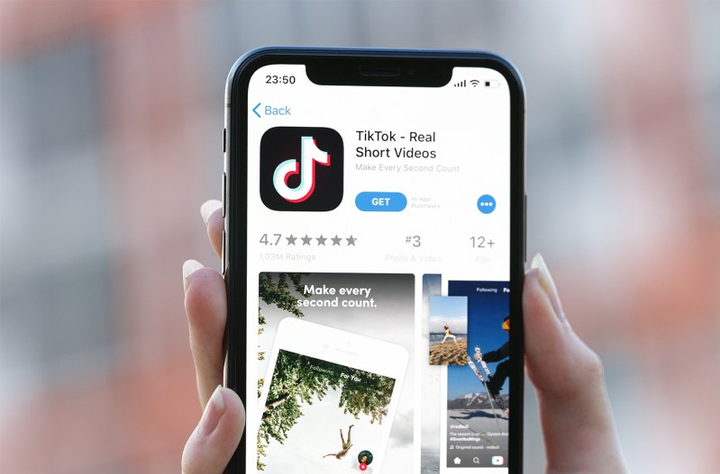 A photo of an iPhone with the tiktok app on the app store