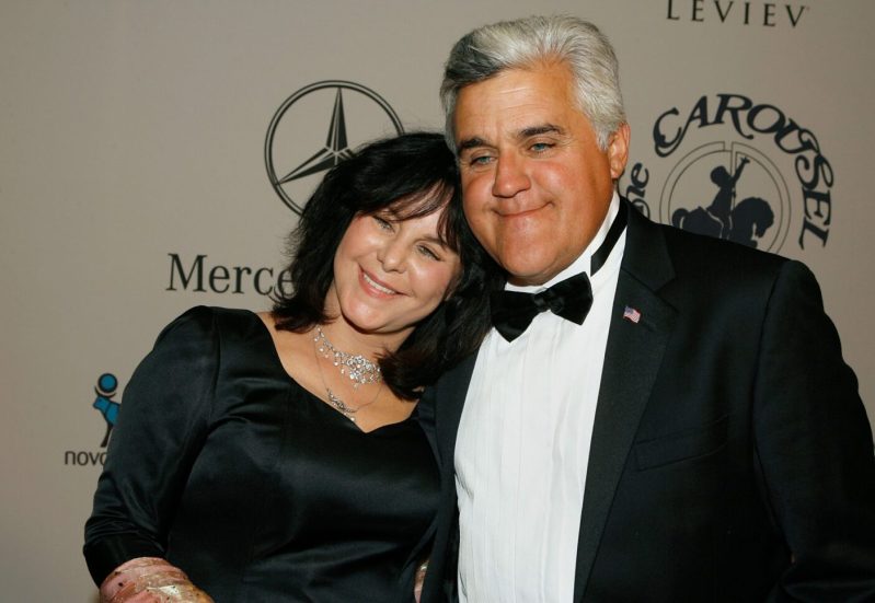 BEVERLY HILLS, CA - OCTOBER 28: Host Jay Leno (R) and wife Mavis Nicholson attend the 17th Annual Mercedes-Benz Carousel of Hope cocktail party at the Beverly Hilton Hotel on October 28, 2006 in Beverly Hills, California.