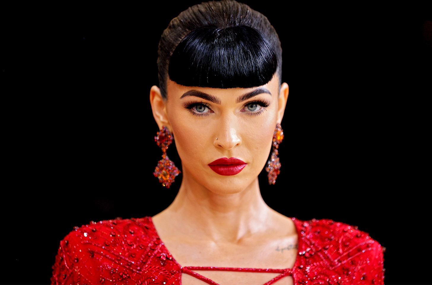 Megan Fox looking intense at the Met Gala in 2021