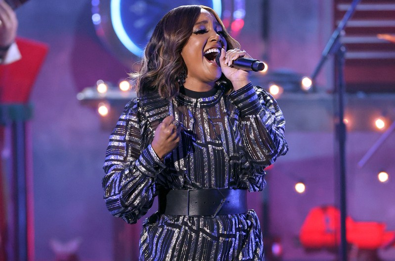 Mickey Guyton performing at an awards show