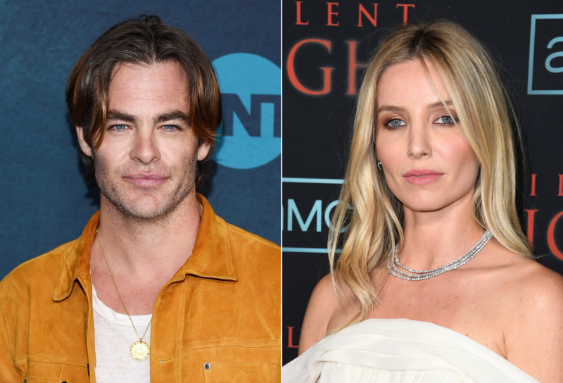 Side by side of Chris Pine and girlfriend Annabelle Wallis