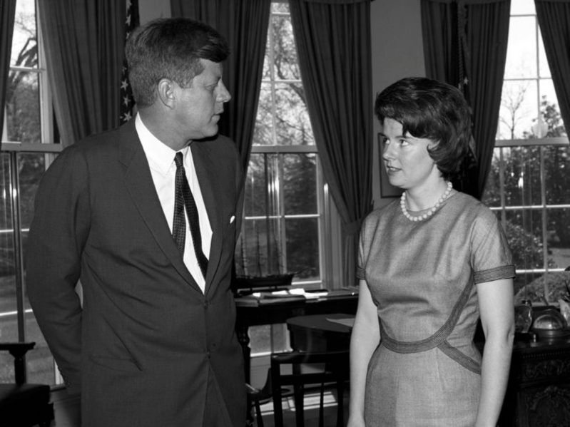 JFK talking to female guest at White House
