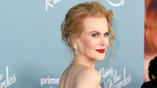 Nicole Kidman close up, looking over her shoulder at Being The Ricardos premiere