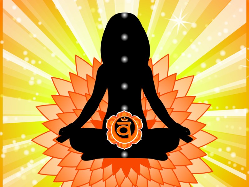 Meditating women. Swadhisthana chakra activation.