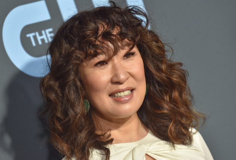 Sandra Oh with wavy hair and bangs in 2019
