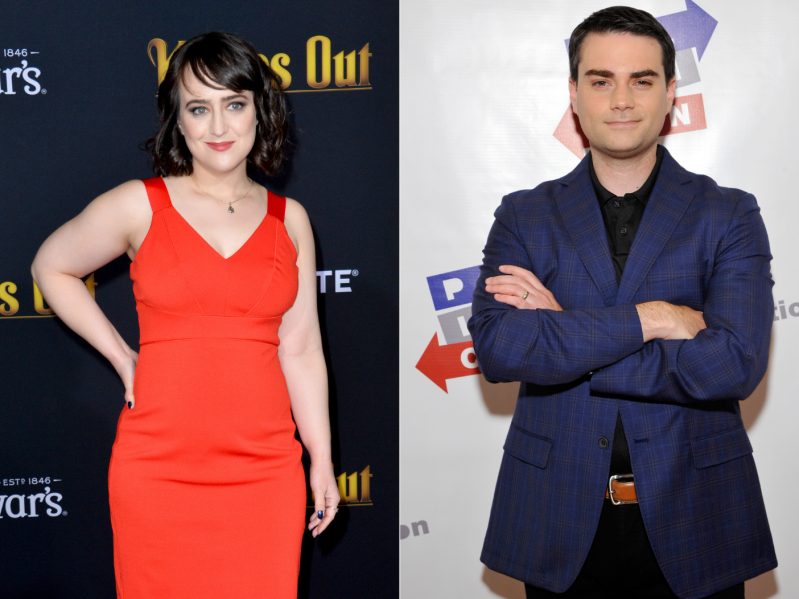 Mara Wilson and Ben Shapiro in a side by side image