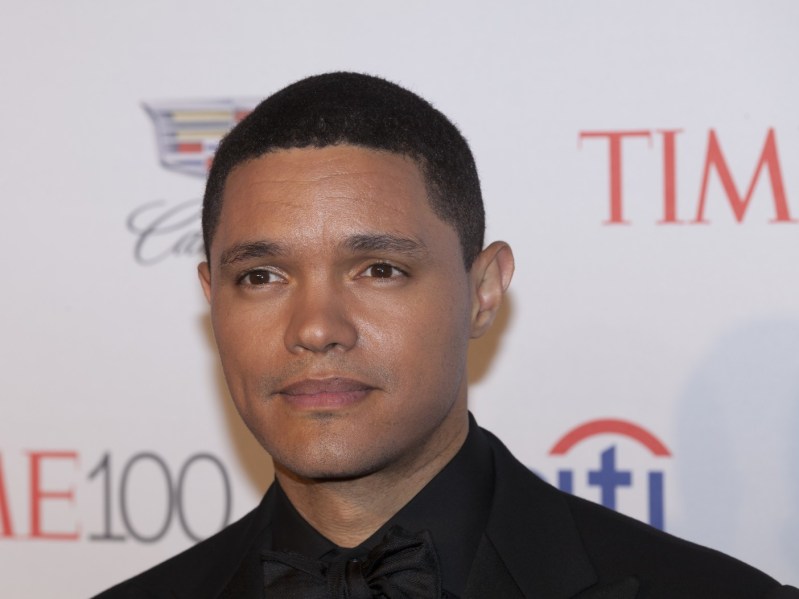 Close up of Trevor Noah wearing black shirt