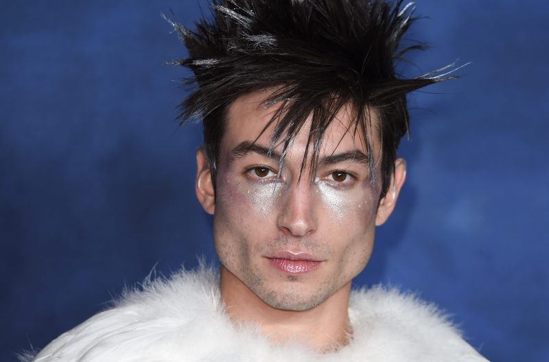 Ezra Miller wearing shimmering make-up under eye