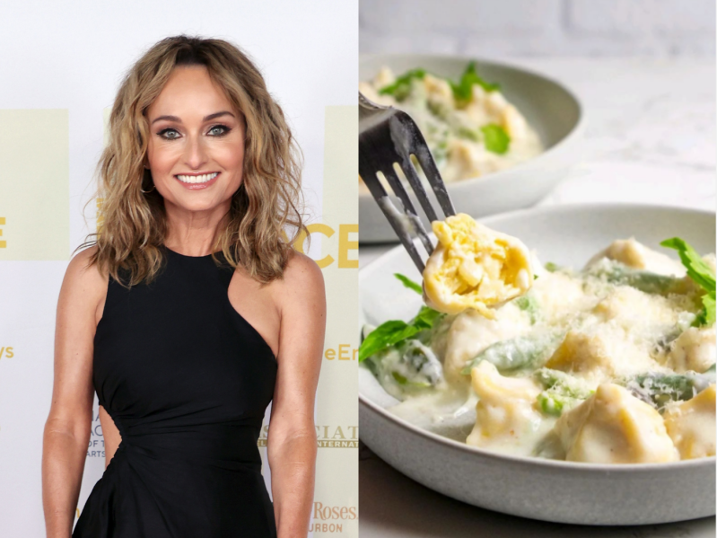 Giada De Laurentiis and a picture of her pear and cheese pasta.