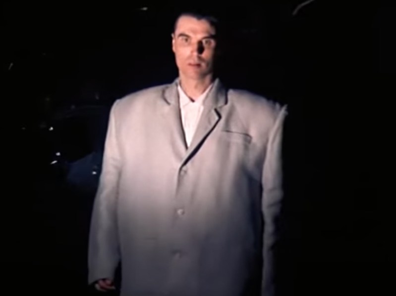 Screenshot from Stop Making Sense of David Byrne in the iconic Big Suit