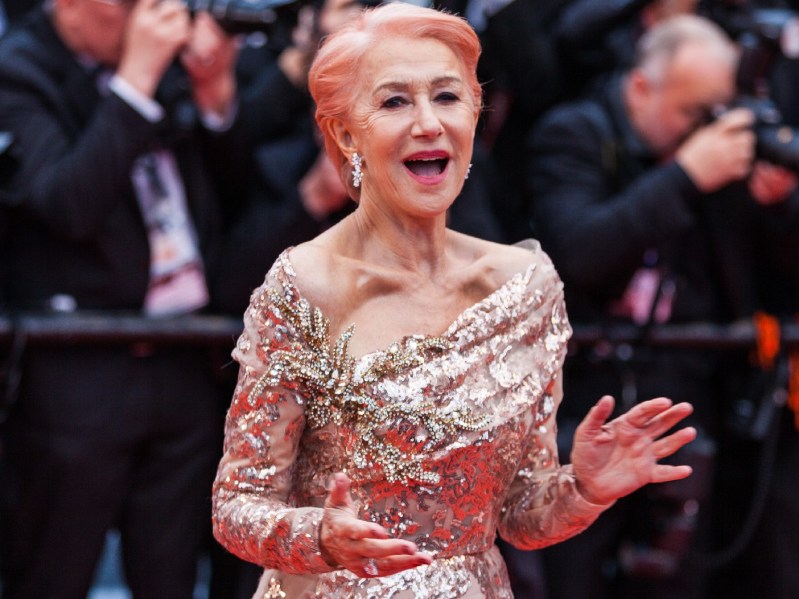 Helen Mirren wears a sparkling metallic dress on the Cannes red carpet