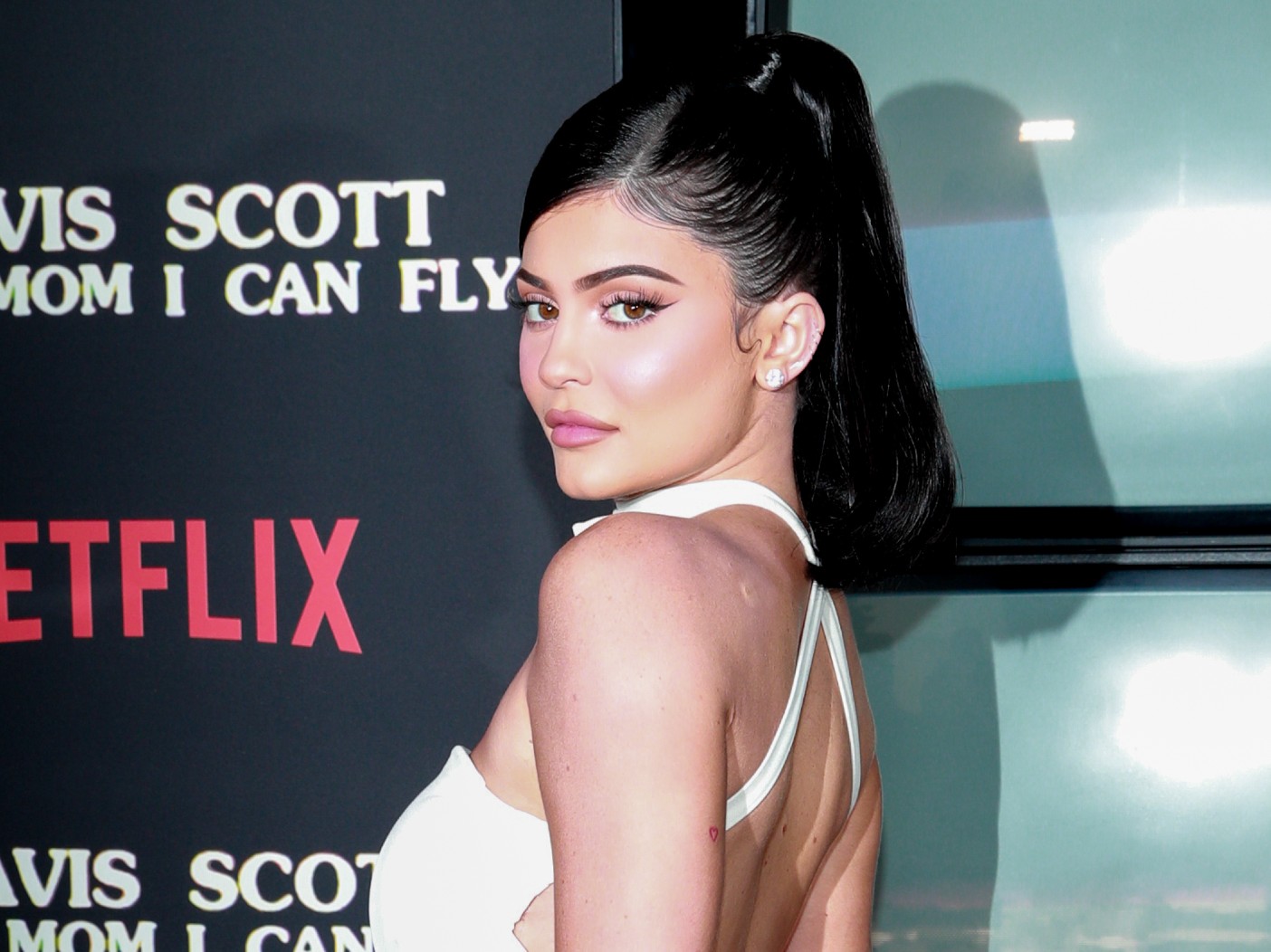 Kylie Jenner wearing white dress