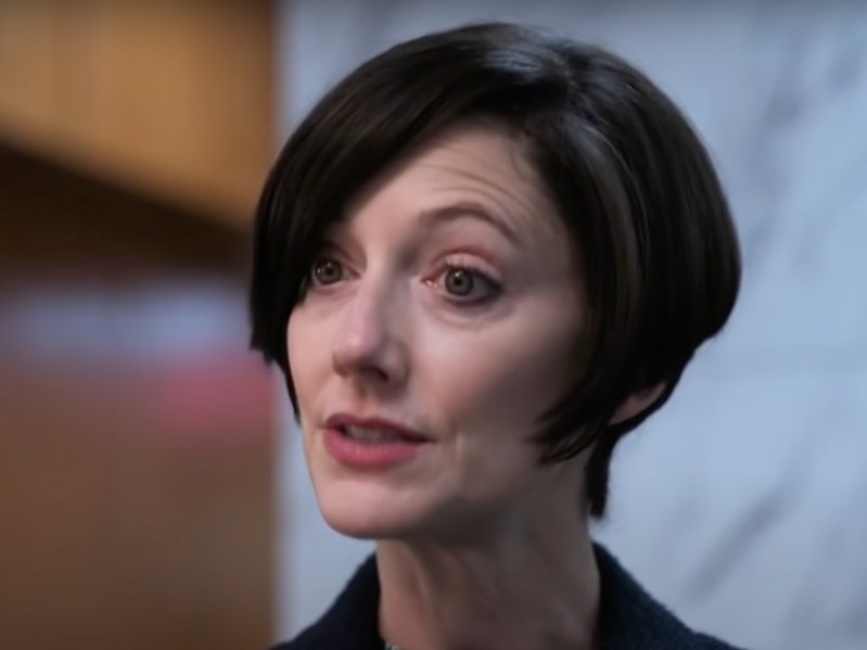 Screenshot from "The Thing About Pam," Judy Greer portraying Leah Askey