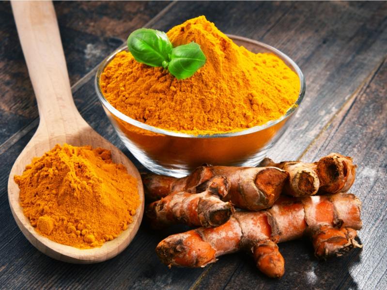 Raw turmeric ground into a powder for medicinal use.