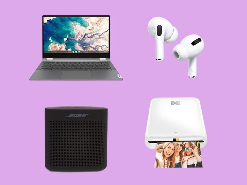 Lenovo laptop, Bose speaker, Apple AirPods, and Kodak photo printer on sale during Amazon Prime Days 2022.