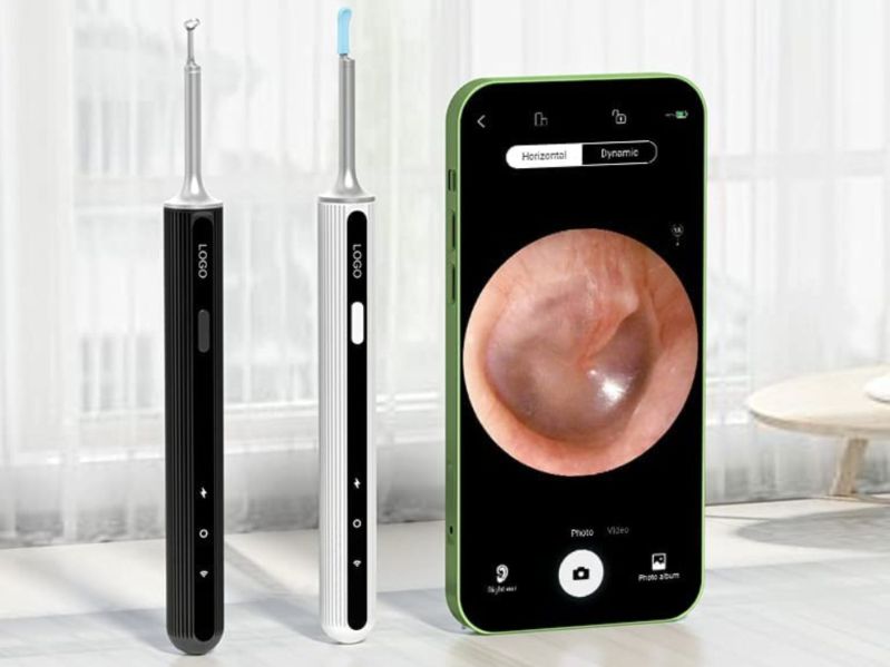 Ear wax removal tool, ear endoscope and phone displaying inside of ear canal
