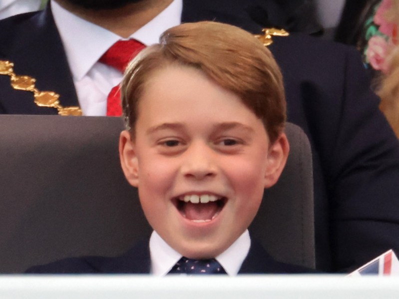 Prince George laughs in a close-up photo