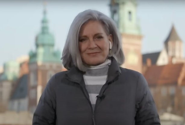 Lisa LaFlamme on scene during a CTV news broadcast.