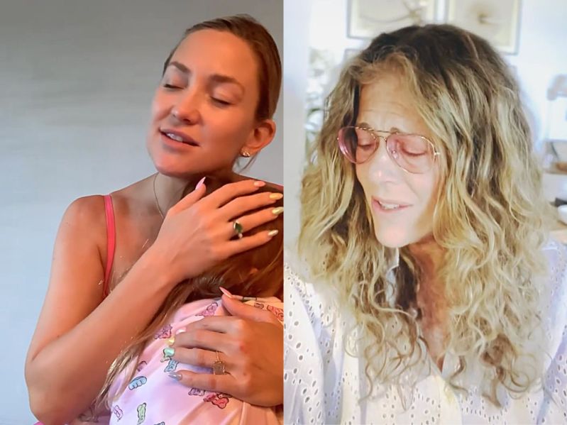 Kate Hudson and Rita Wilson singing in online videos
