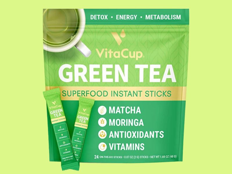 Product image of VitaCup Green Tea packets.