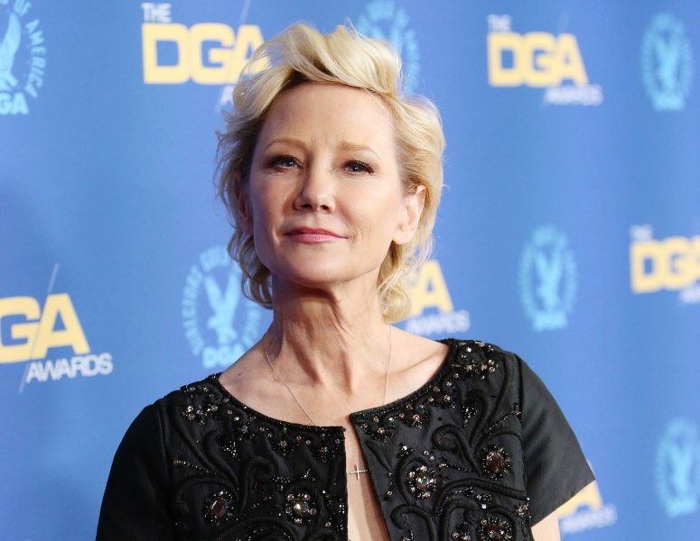 March 2022 photo of Anne Heche in a black dress